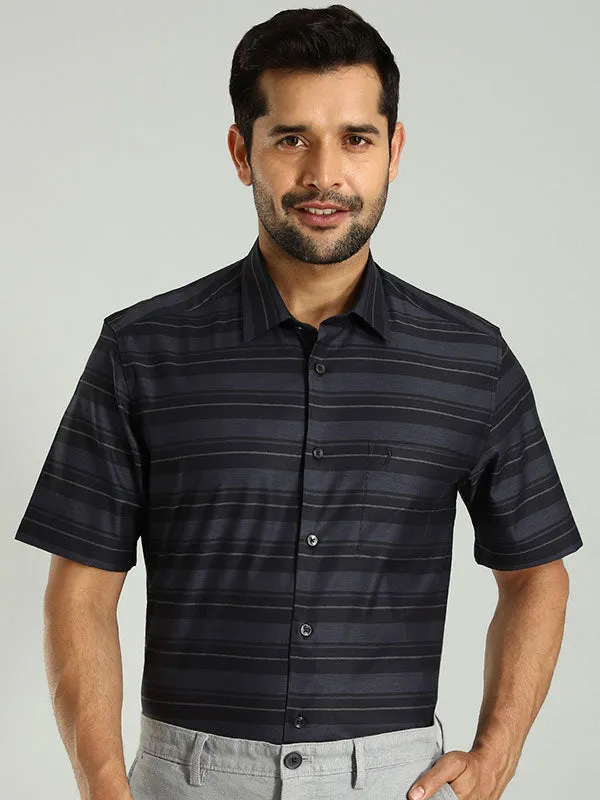 Men Striped Half Sleeve Cotton Shirt