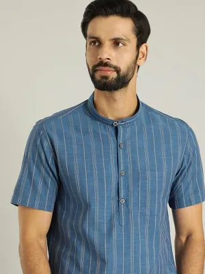 Men Striped Half Sleeve Cotton Shirt
