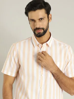 Men Striped Half Sleeve Cotton Shirt