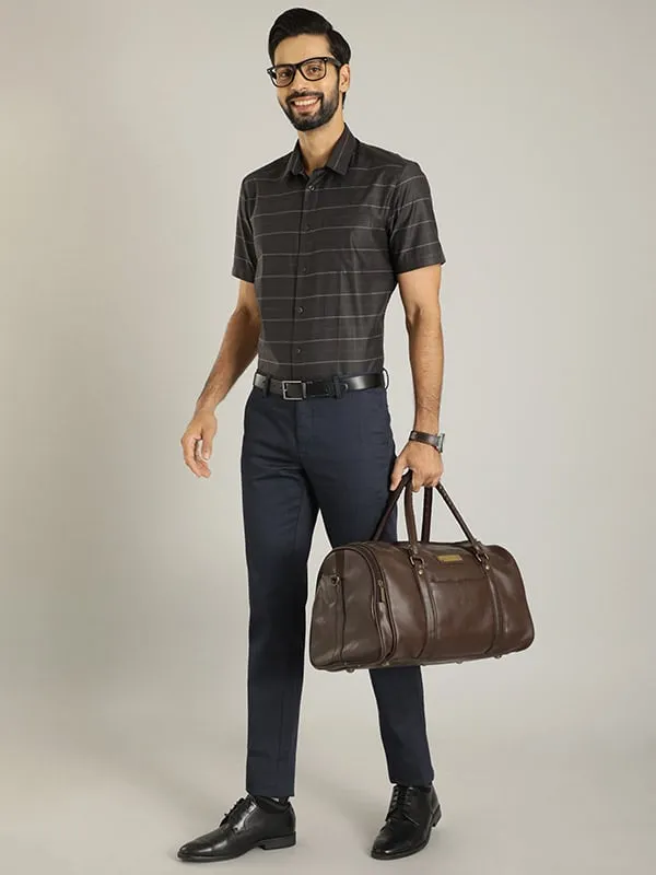 Men Striped Half Sleeve Cotton Shirt