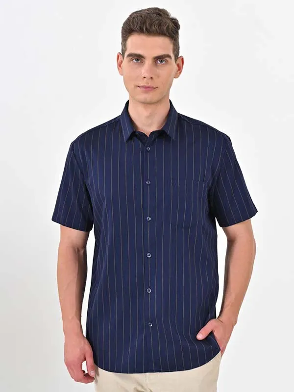Men Striped Half Sleeve Cotton Shirt
