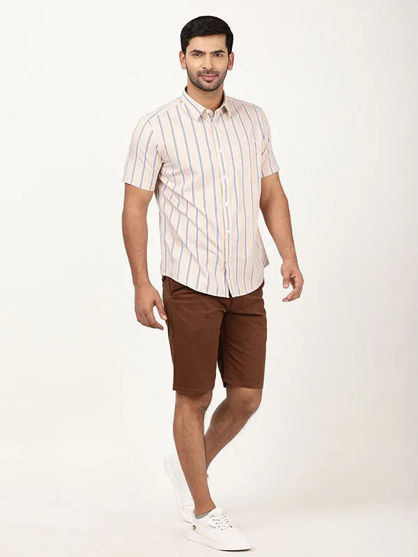 Men Striped Half Sleeve Cotton Shirt