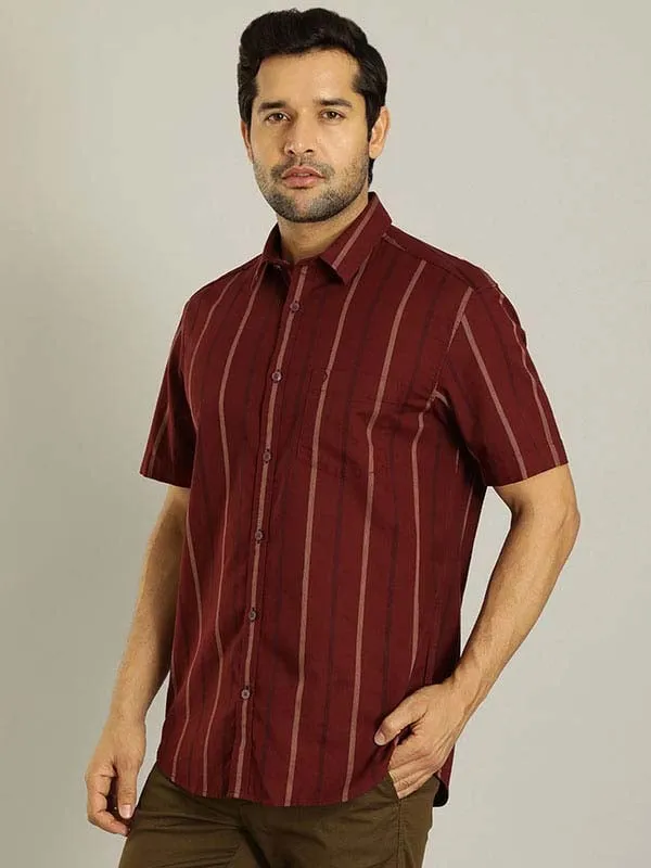 Men Striped Half Sleeve Cotton Shirt