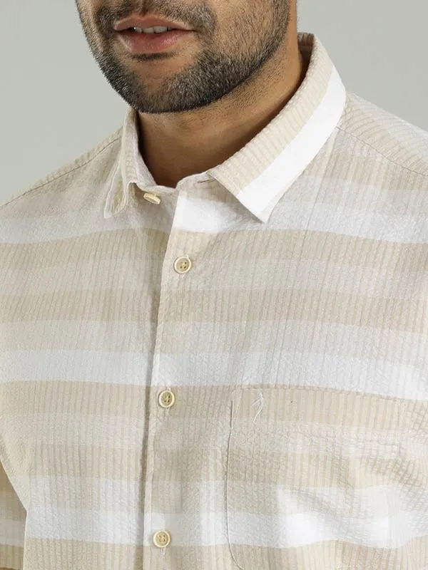 Men Striped Half Sleeve Cotton Shirt