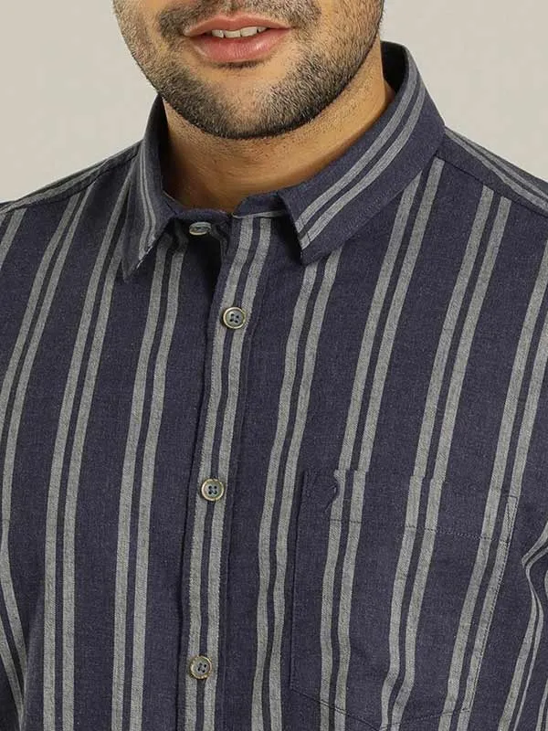 Men Striped Half Sleeve Cotton Shirt
