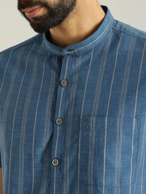 Men Striped Half Sleeve Cotton Shirt