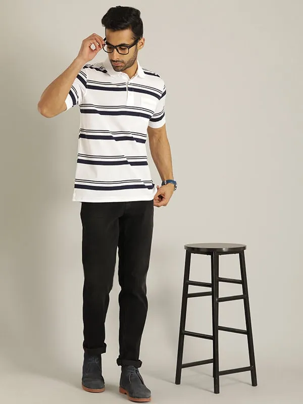 Men Striped Polo T-Shirt