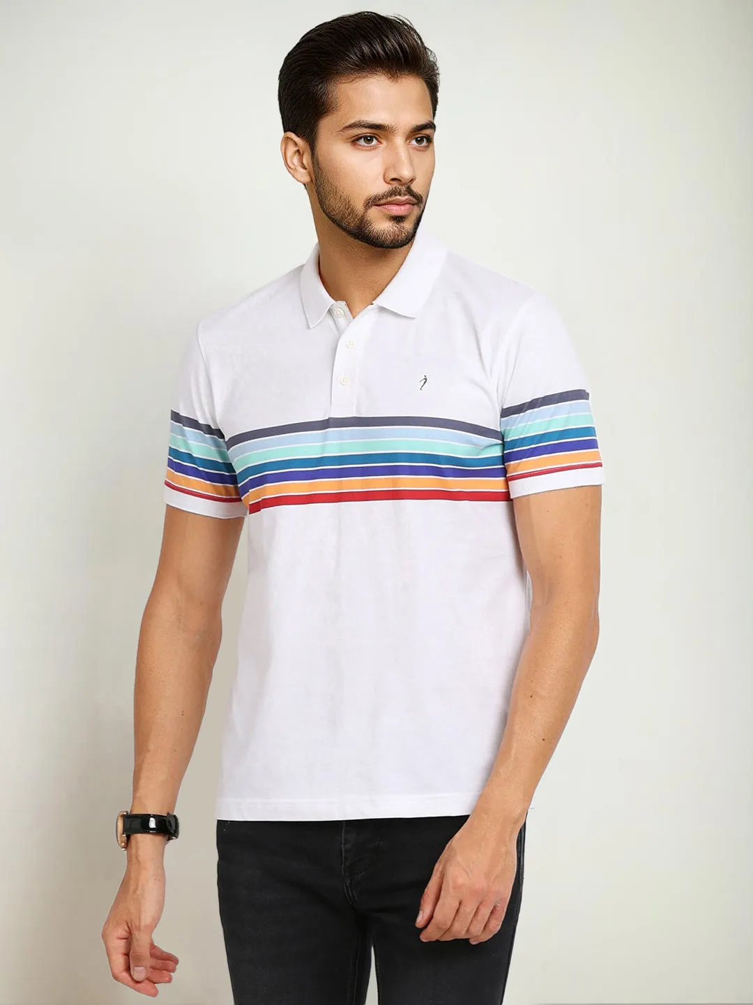 Men Striped Polo T-Shirt