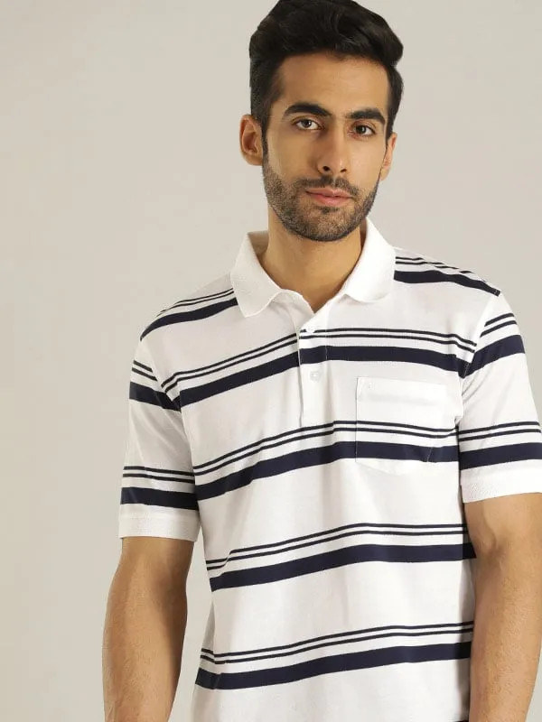 Men Striped Polo T-Shirt