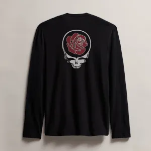 Men's Grateful Dead Rose Long Sleeve Crew - Black W/ Red
