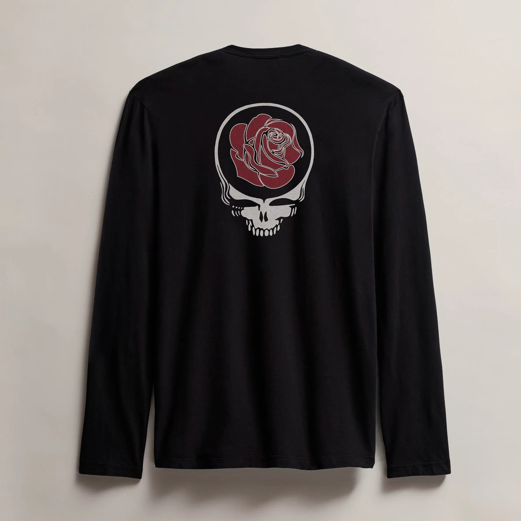 Men's Grateful Dead Rose Long Sleeve Crew - Black W/ Red