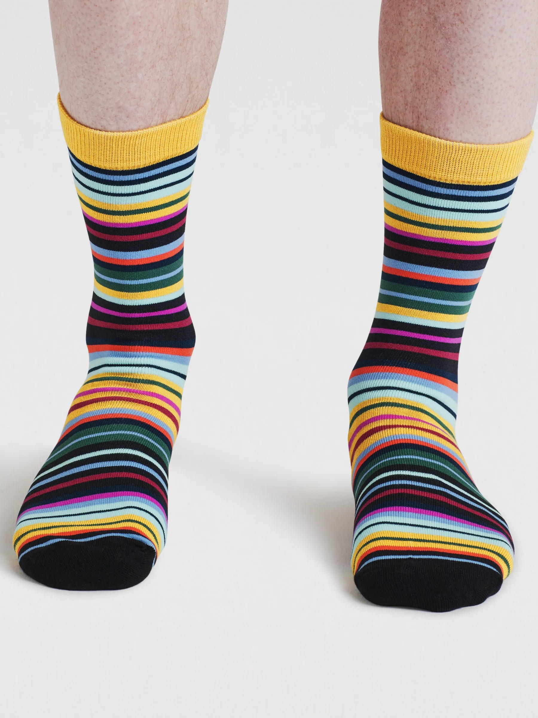 Mens Haiden Striped Bamboo Socks - Lichen Green