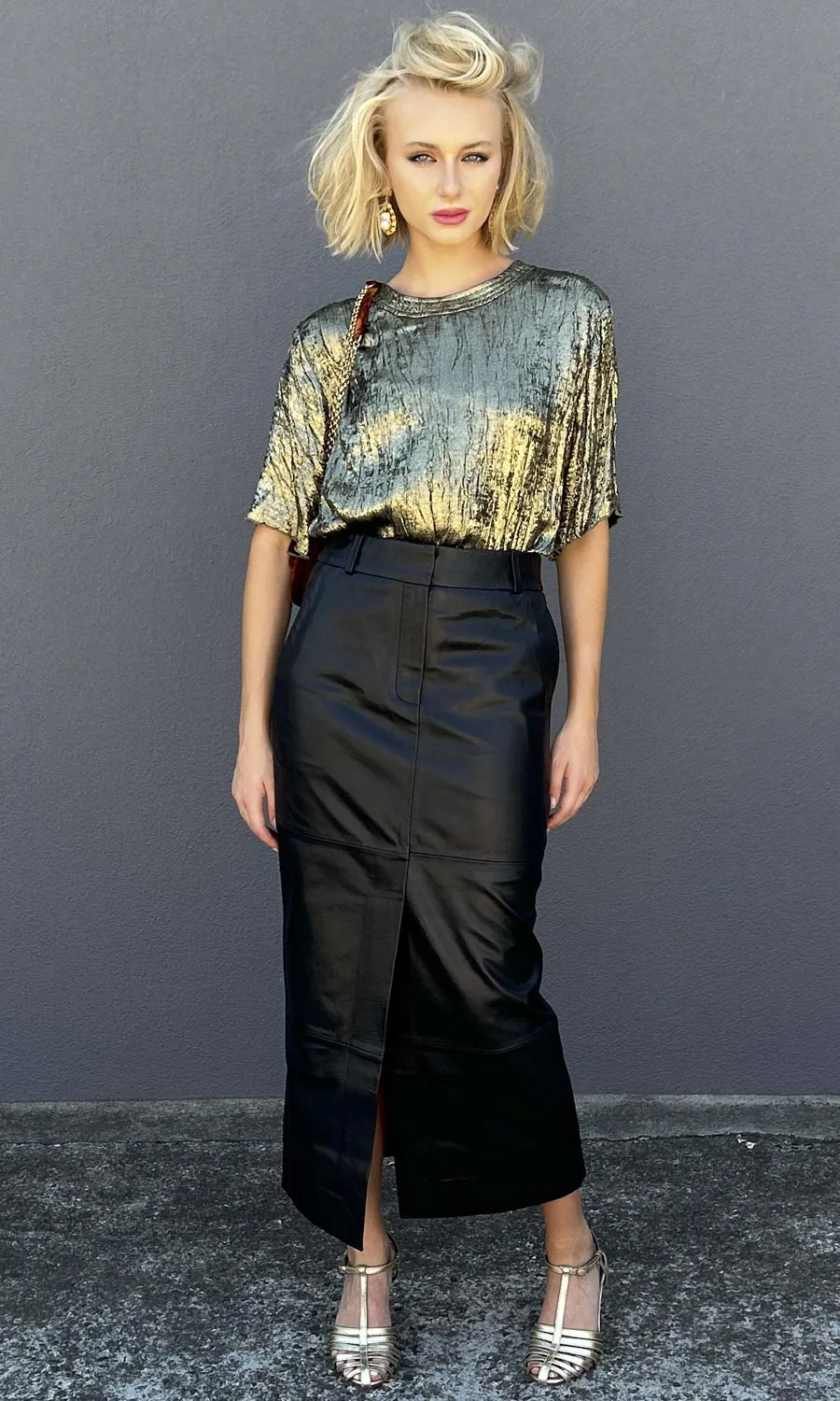 Momoni Shoga Plisse Blouse - Dark Gold