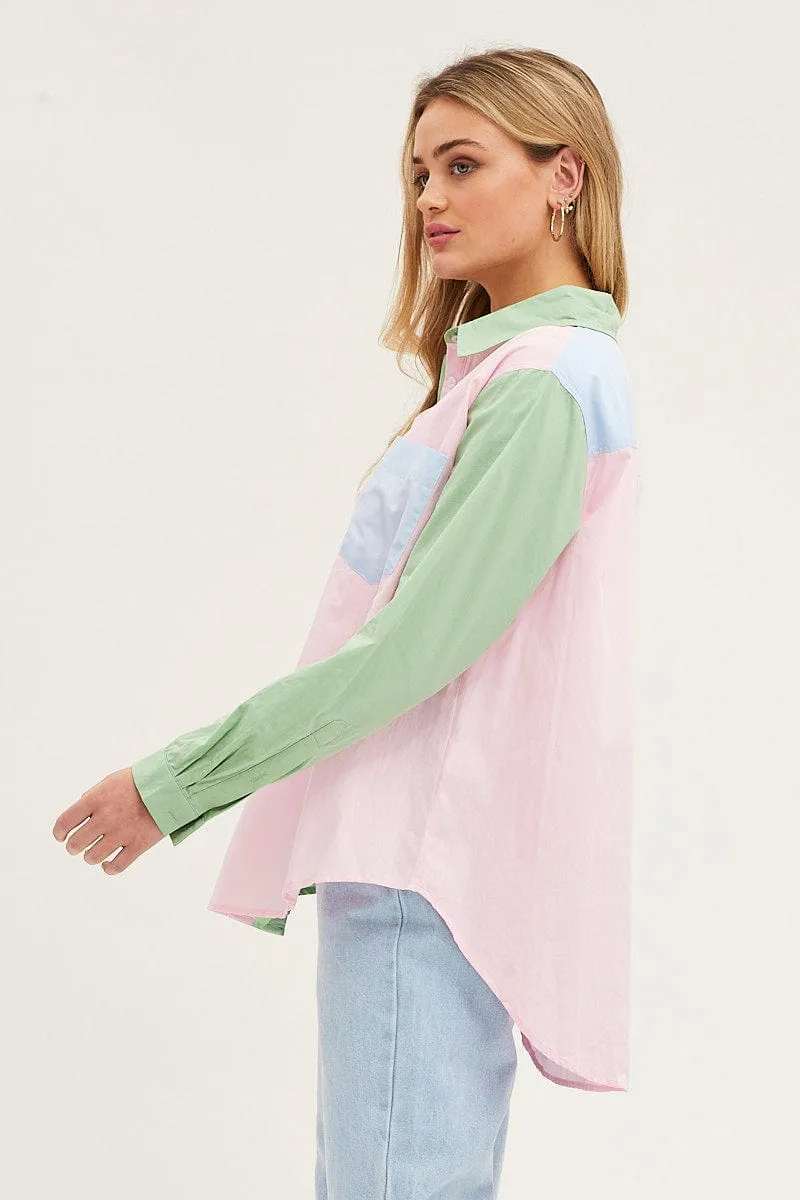 Multi Long Sleeve Collared Shirt