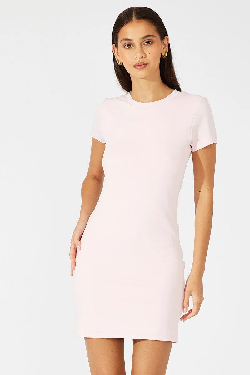 Pink Supersoft Dress Short Sleeve Crew Neck