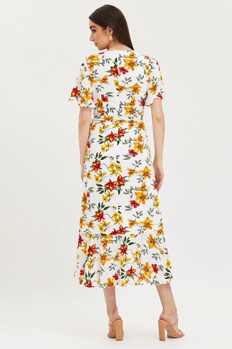 Print Dress Short Sleeve Maxi