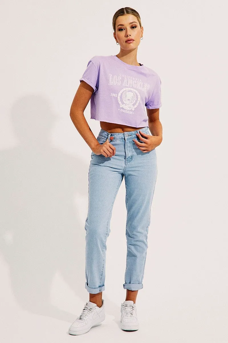 Purple Crop T Shirt