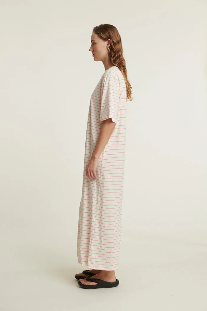 Raja Striped Dress - Grenadine / whisper white