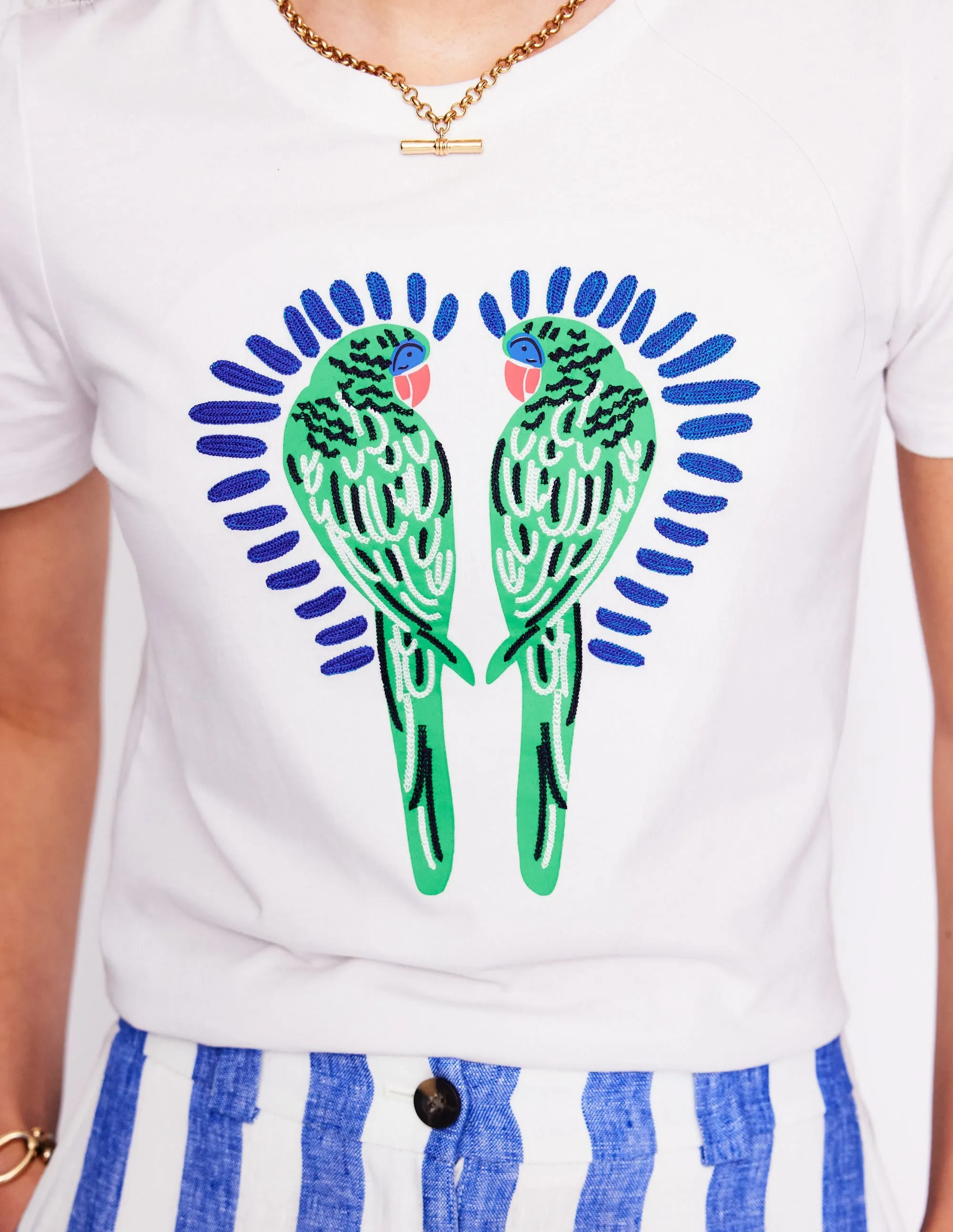 Relaxed Novelty T-Shirt-White. Parrot
