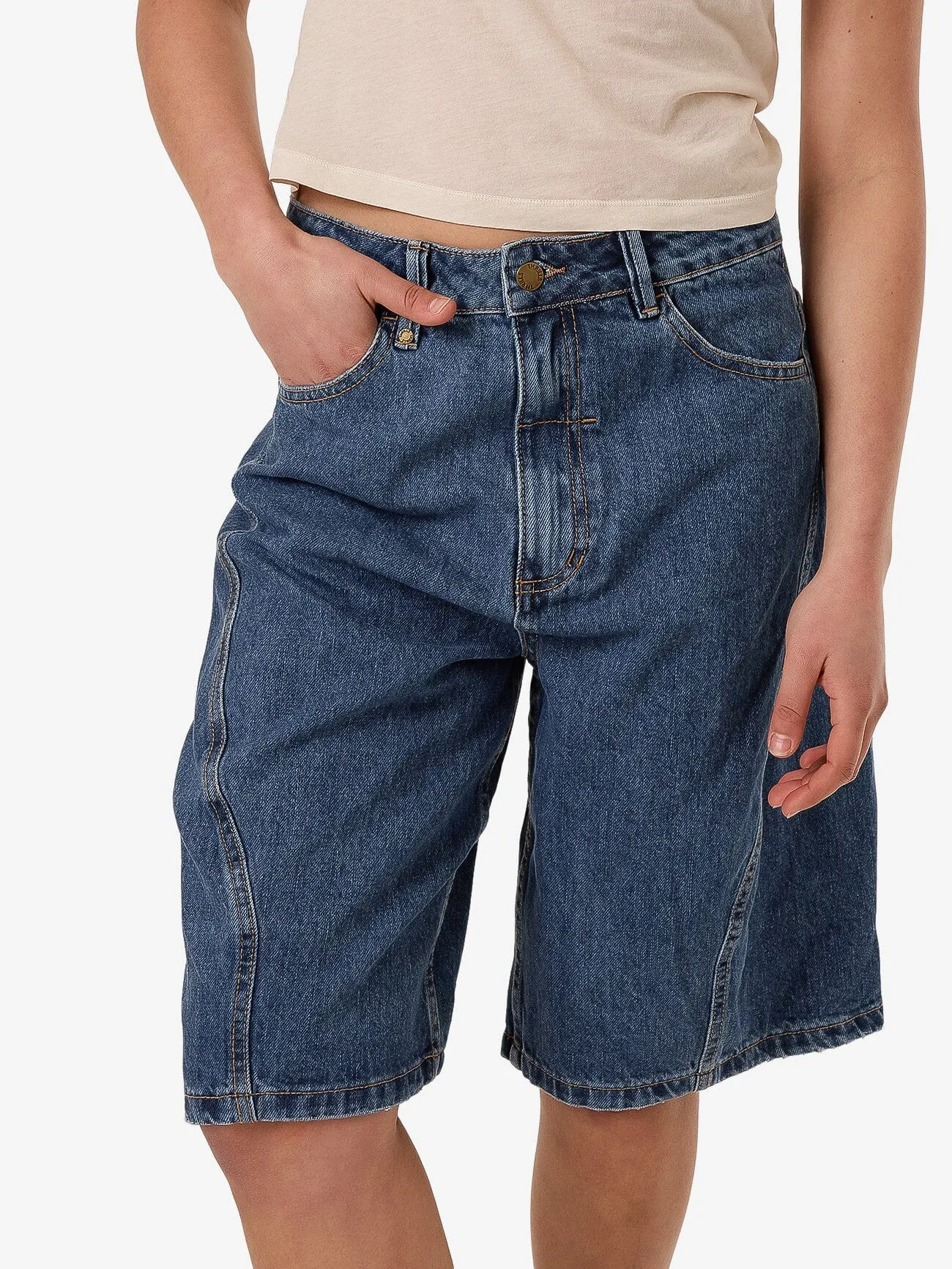 Ronnie Pieced Denim Short - Bright Mid Blue
