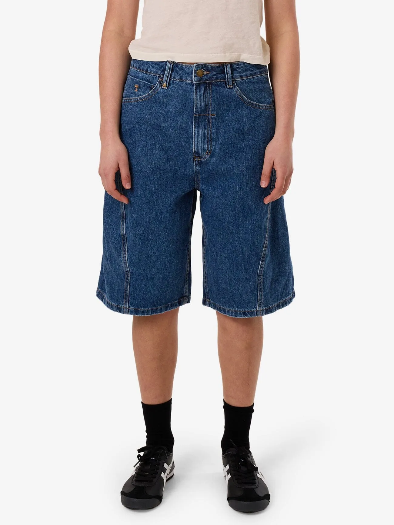 Ronnie Pieced Denim Short - Bright Mid Blue