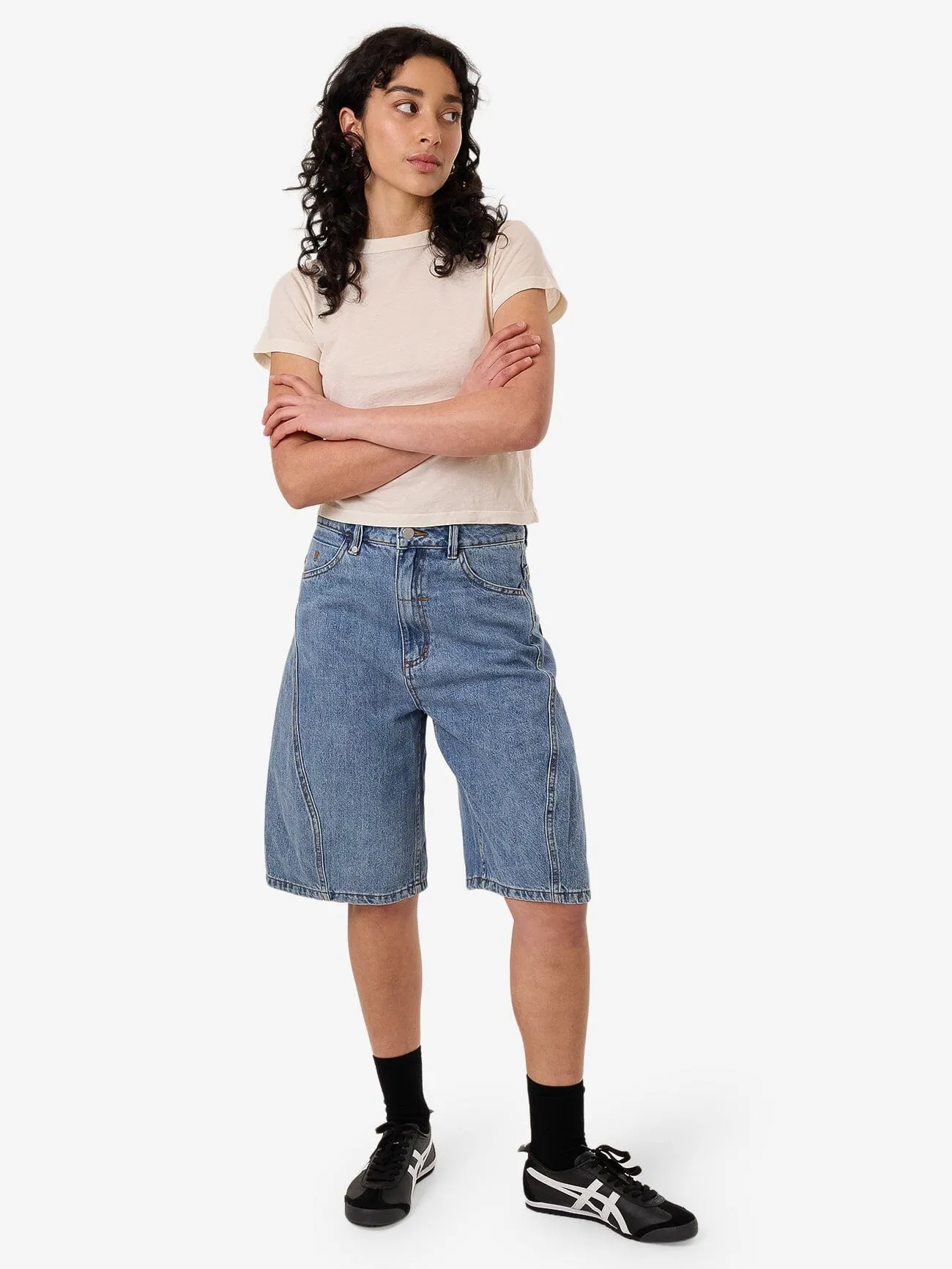 Ronnie Pieced Denim Short - Bright Mid Blue