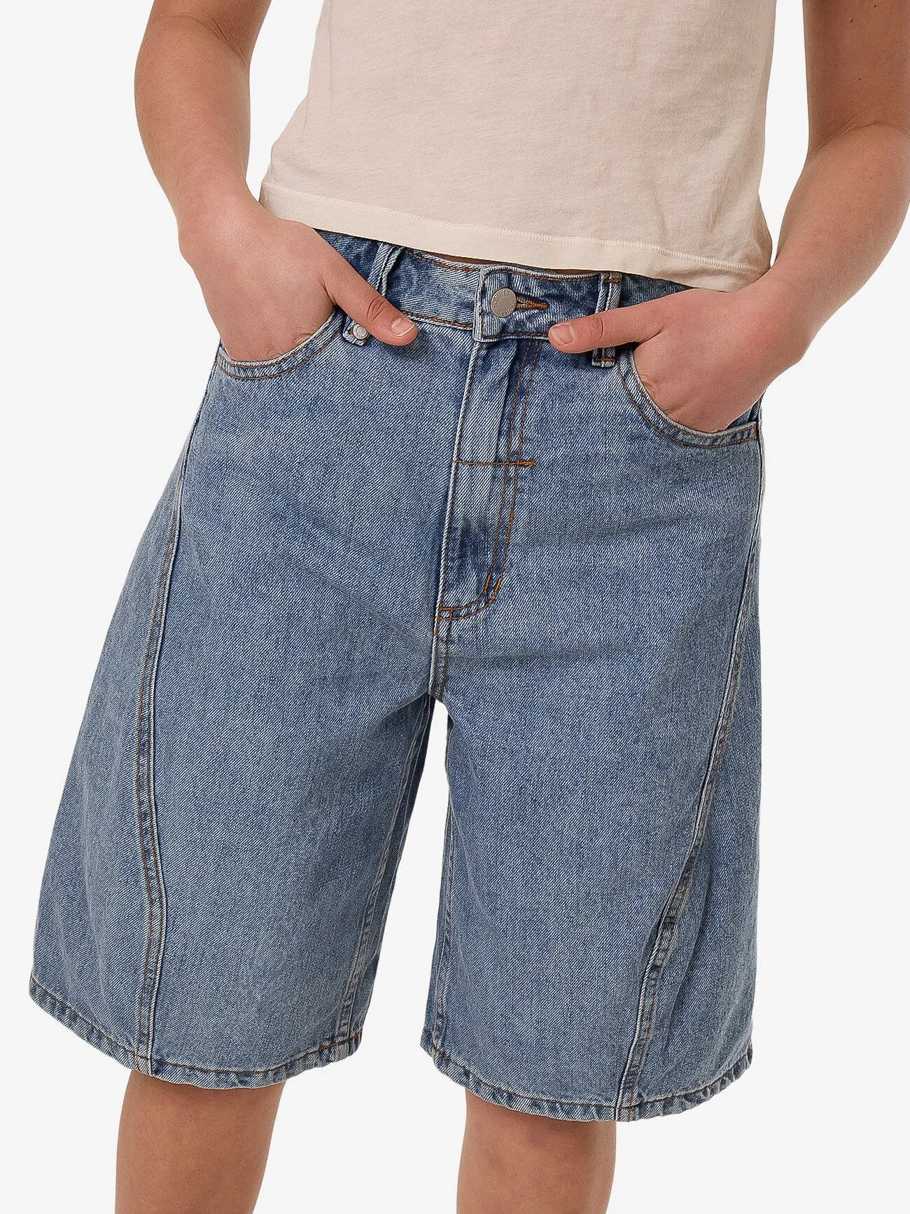 Ronnie Pieced Denim Short - Bright Mid Blue