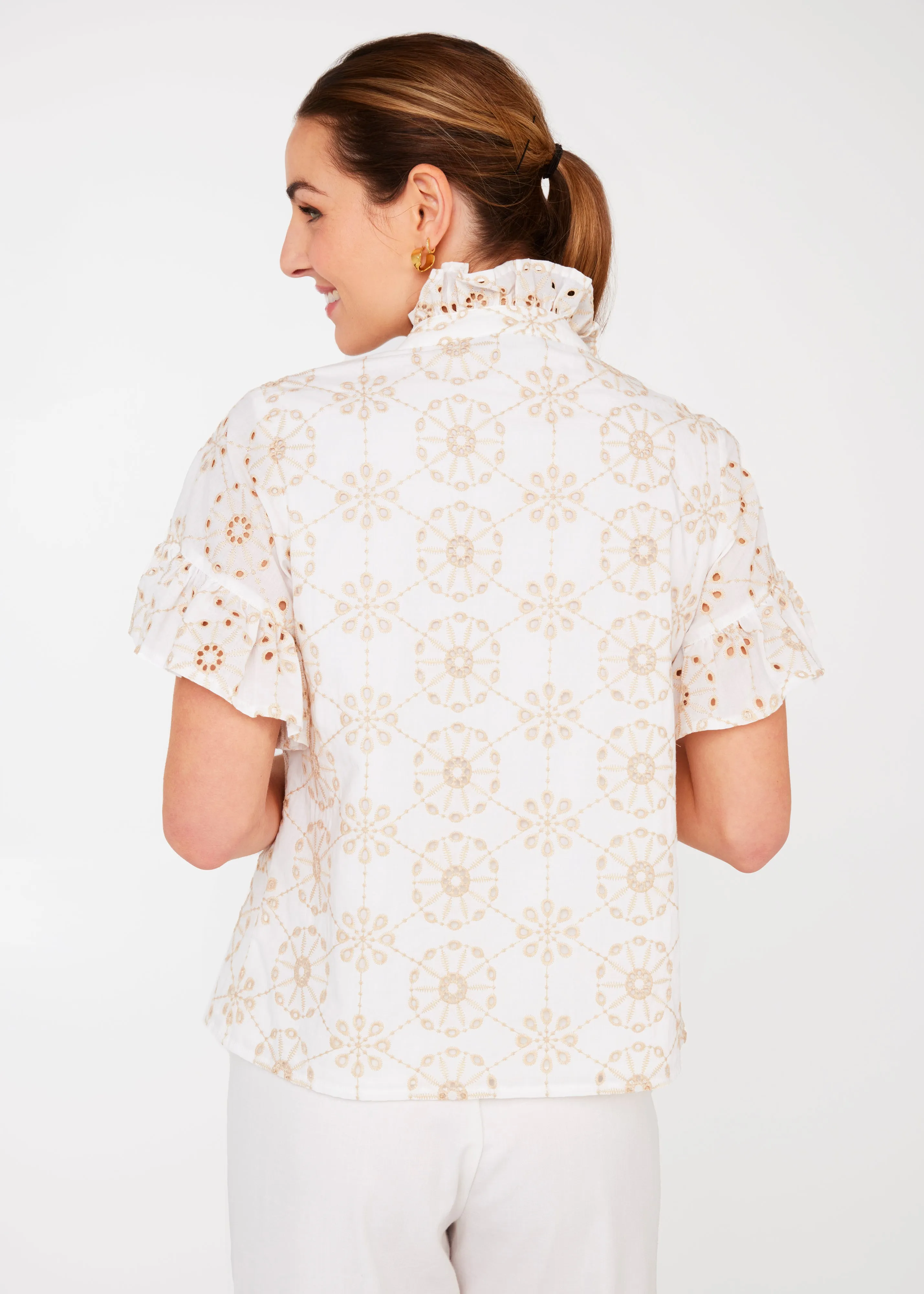 Sadie Top White Medallion Eyelet