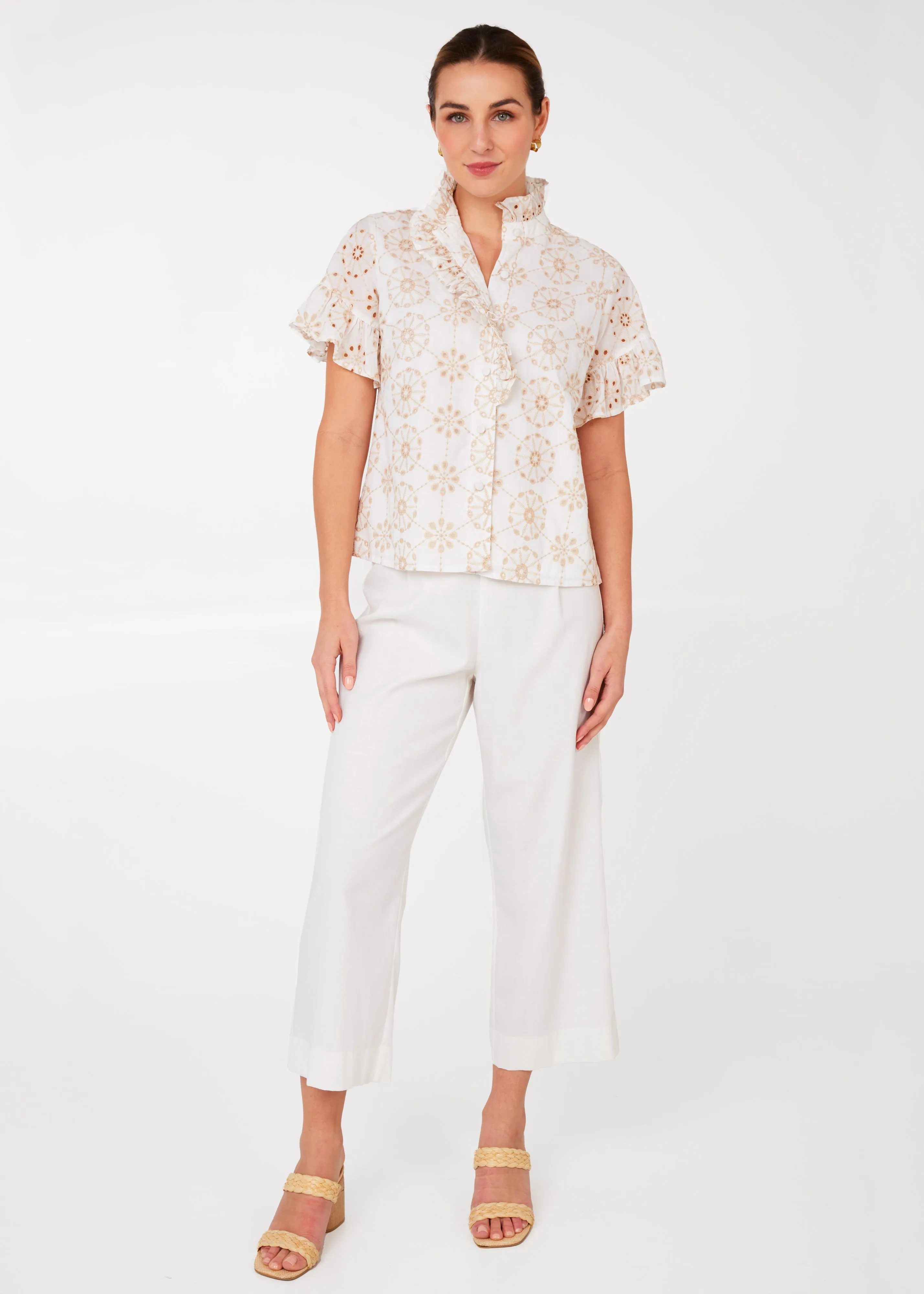 Sadie Top White Medallion Eyelet