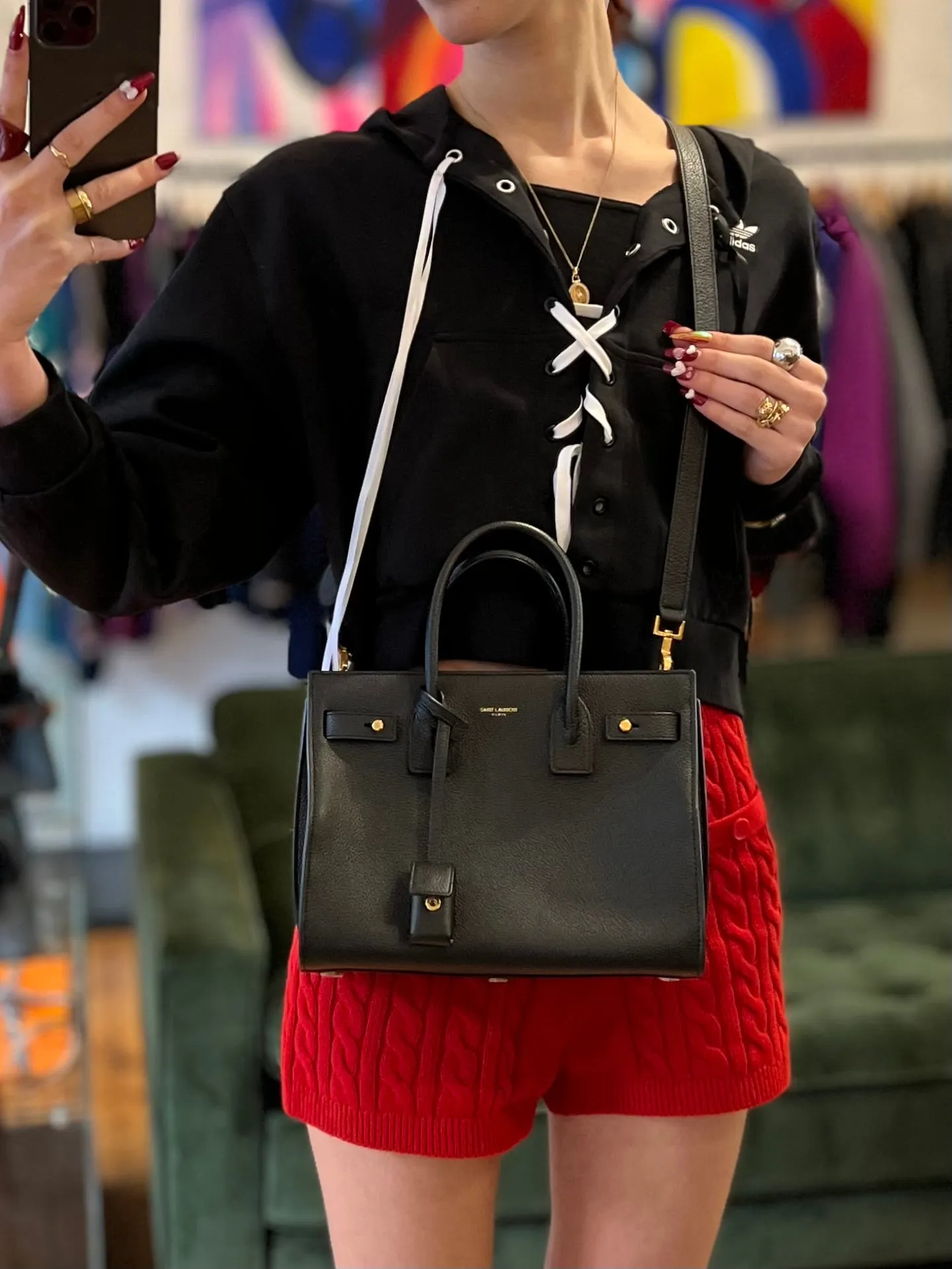 Saint Laurent Black Supple Grained Leather Baby Sac Du Jour Tote