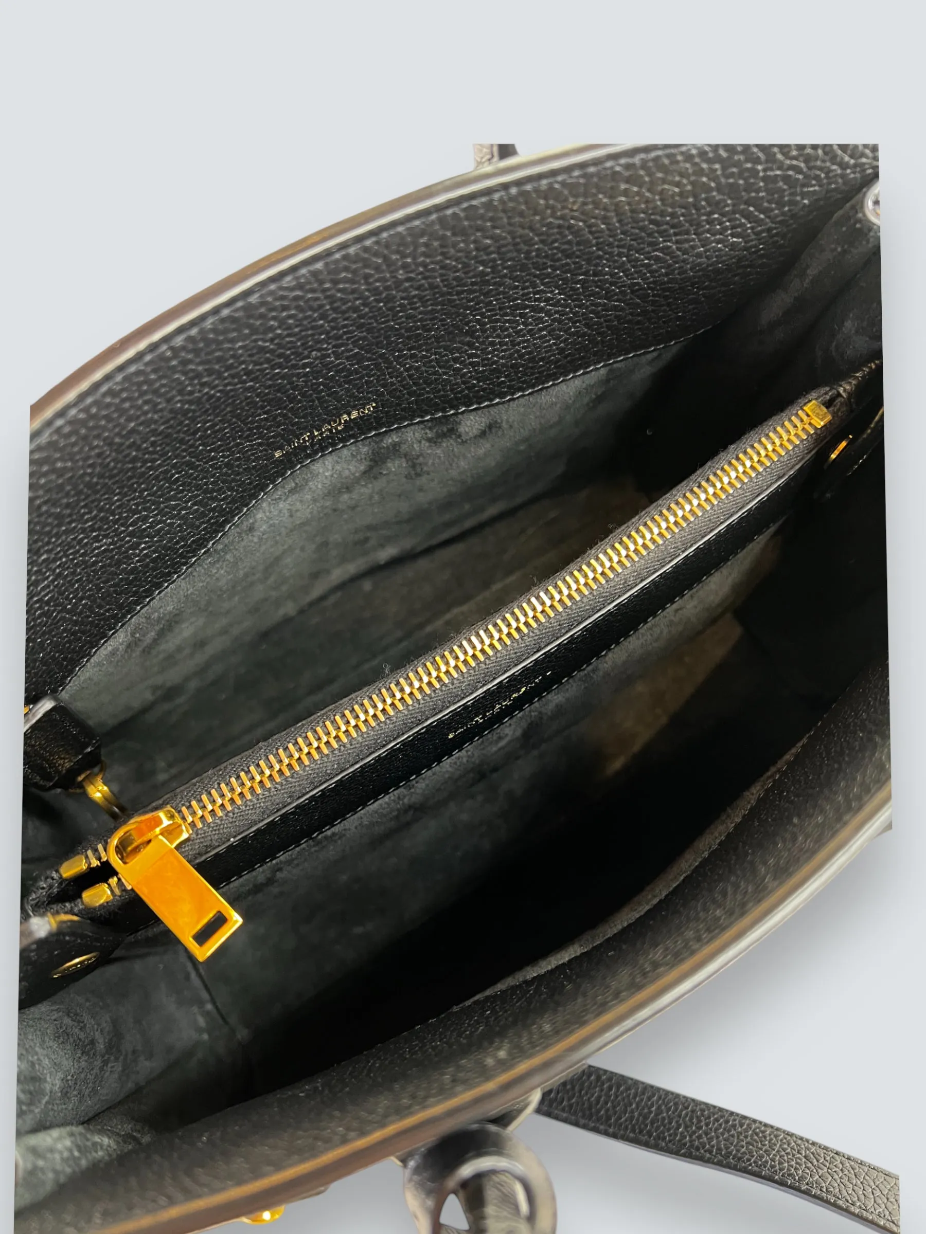 Saint Laurent Black Supple Grained Leather Baby Sac Du Jour Tote
