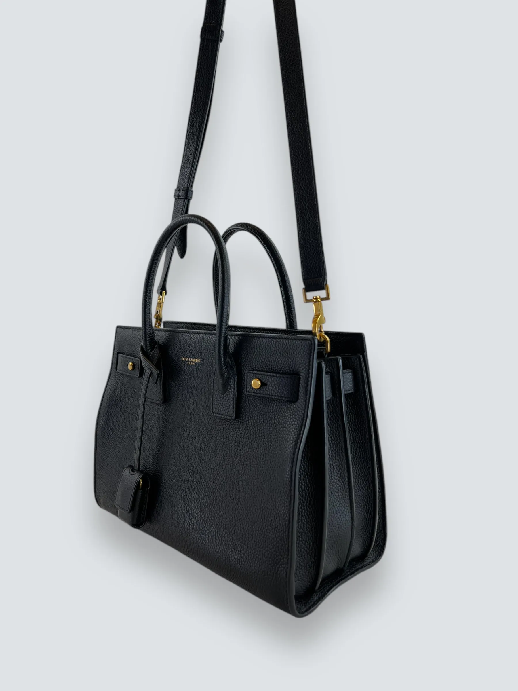 Saint Laurent Black Supple Grained Leather Baby Sac Du Jour Tote