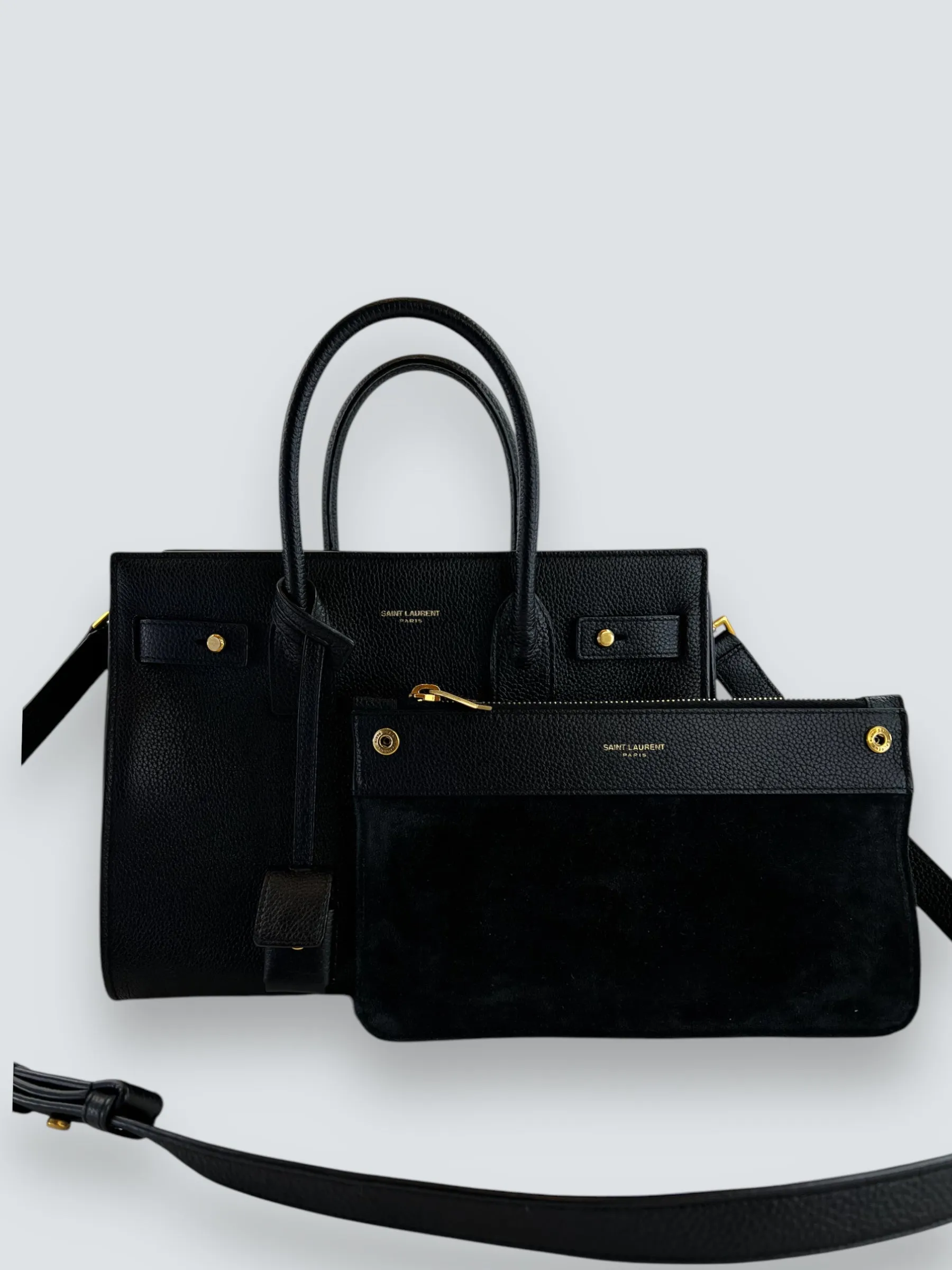 Saint Laurent Black Supple Grained Leather Baby Sac Du Jour Tote