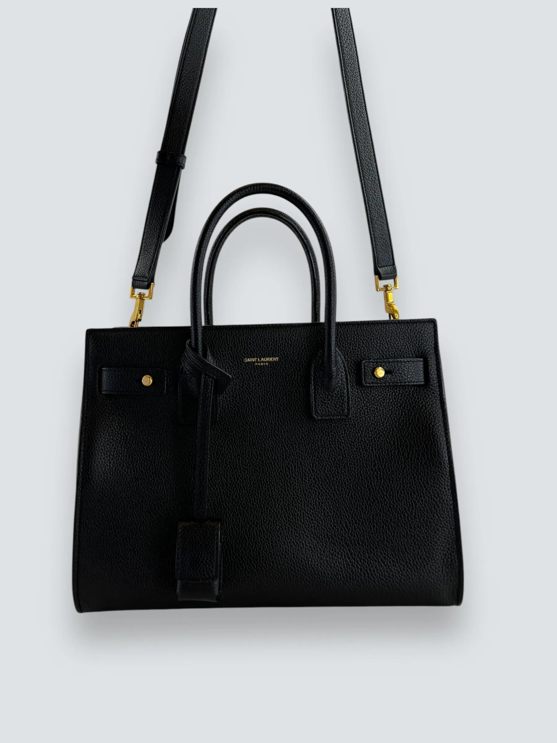 Saint Laurent Black Supple Grained Leather Baby Sac Du Jour Tote