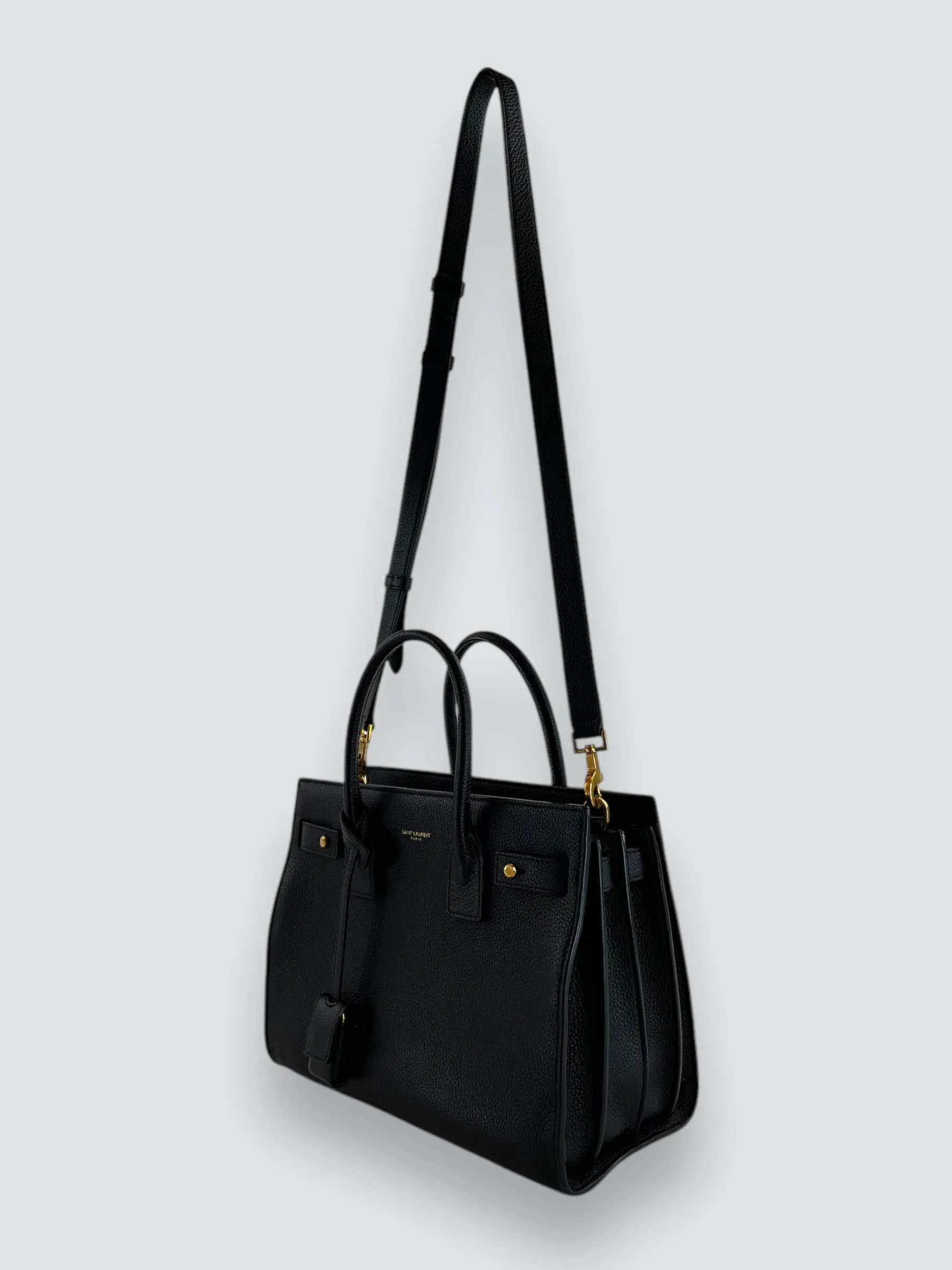 Saint Laurent Black Supple Grained Leather Baby Sac Du Jour Tote