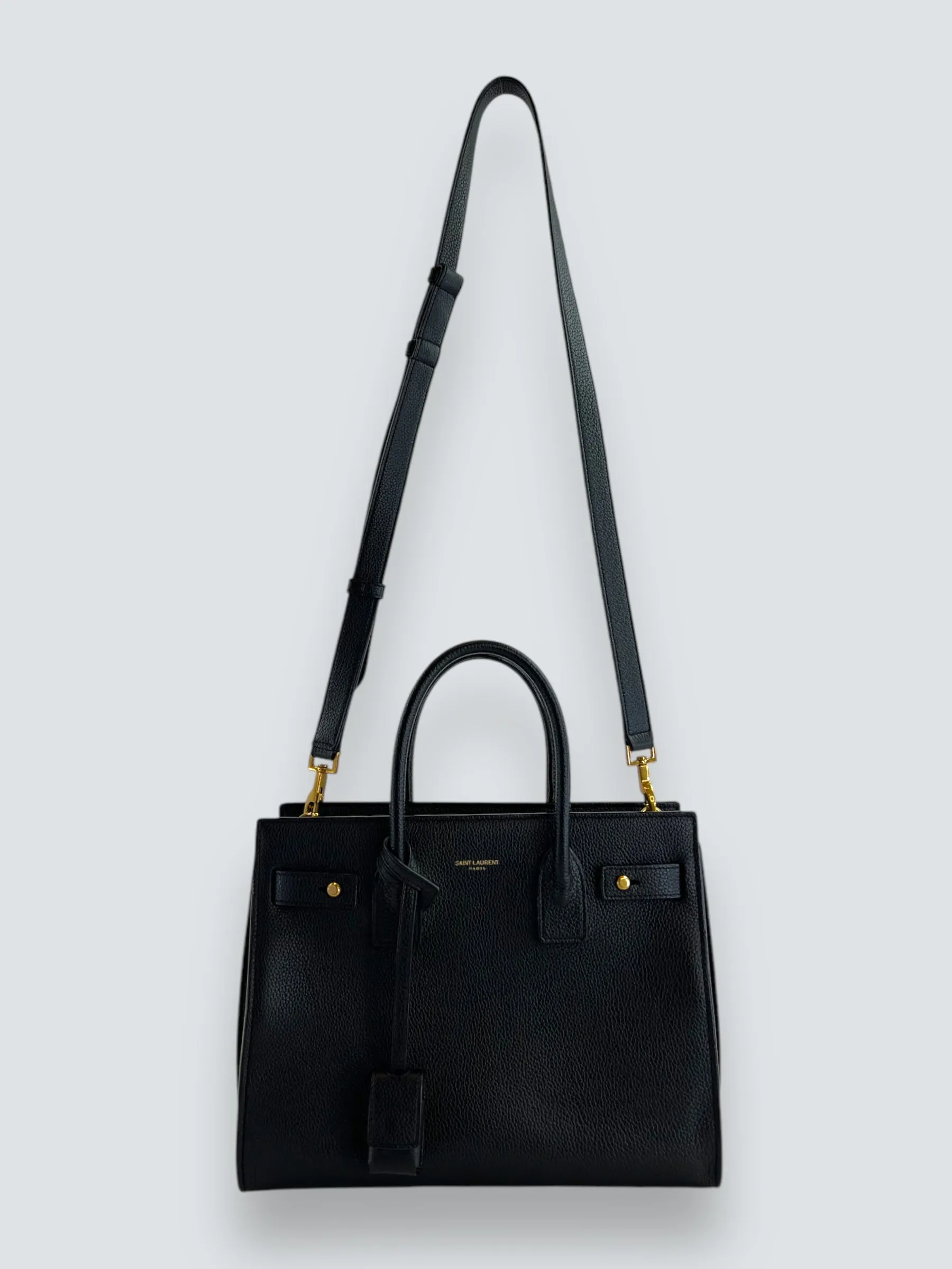 Saint Laurent Black Supple Grained Leather Baby Sac Du Jour Tote