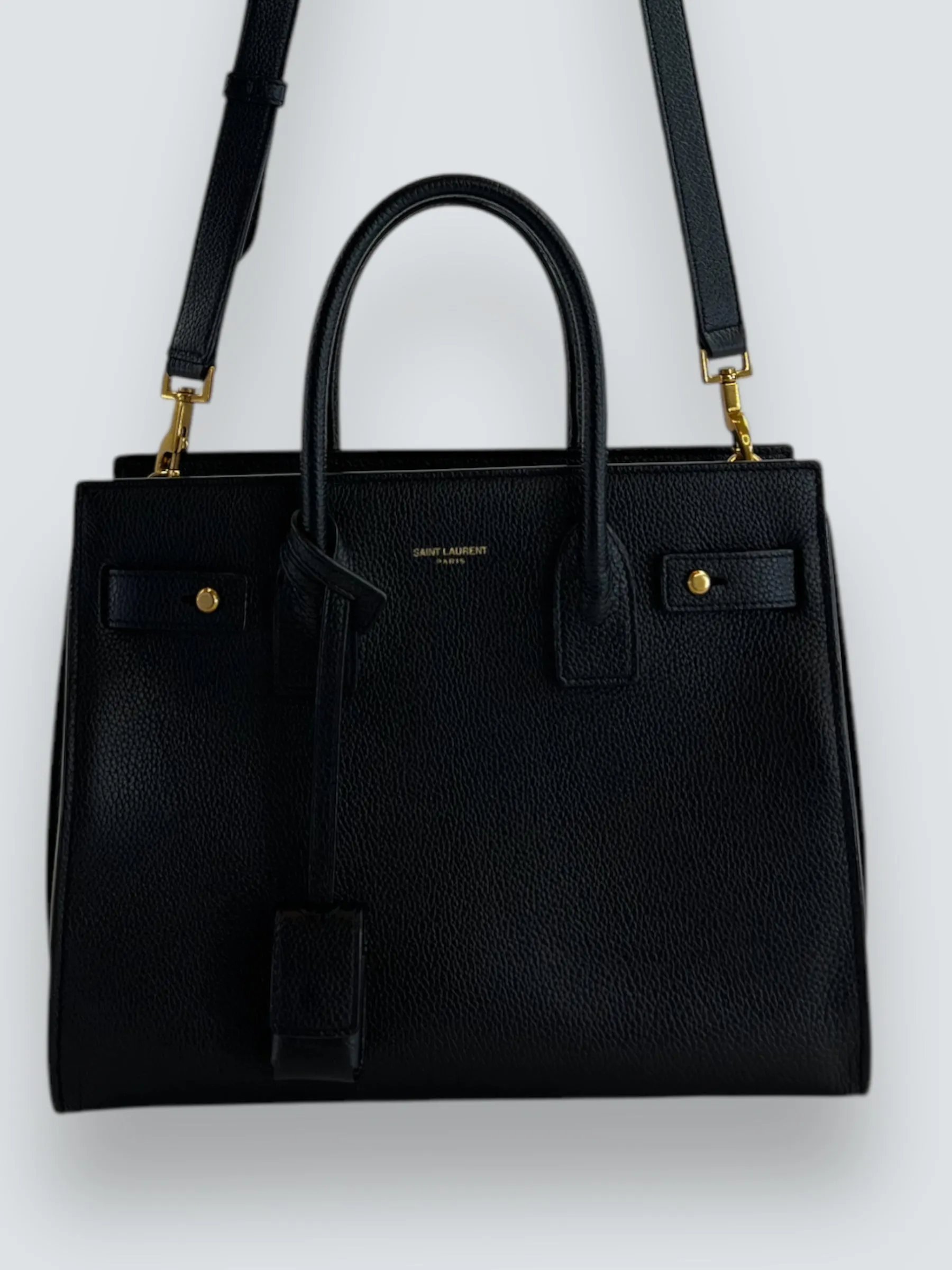 Saint Laurent Black Supple Grained Leather Baby Sac Du Jour Tote