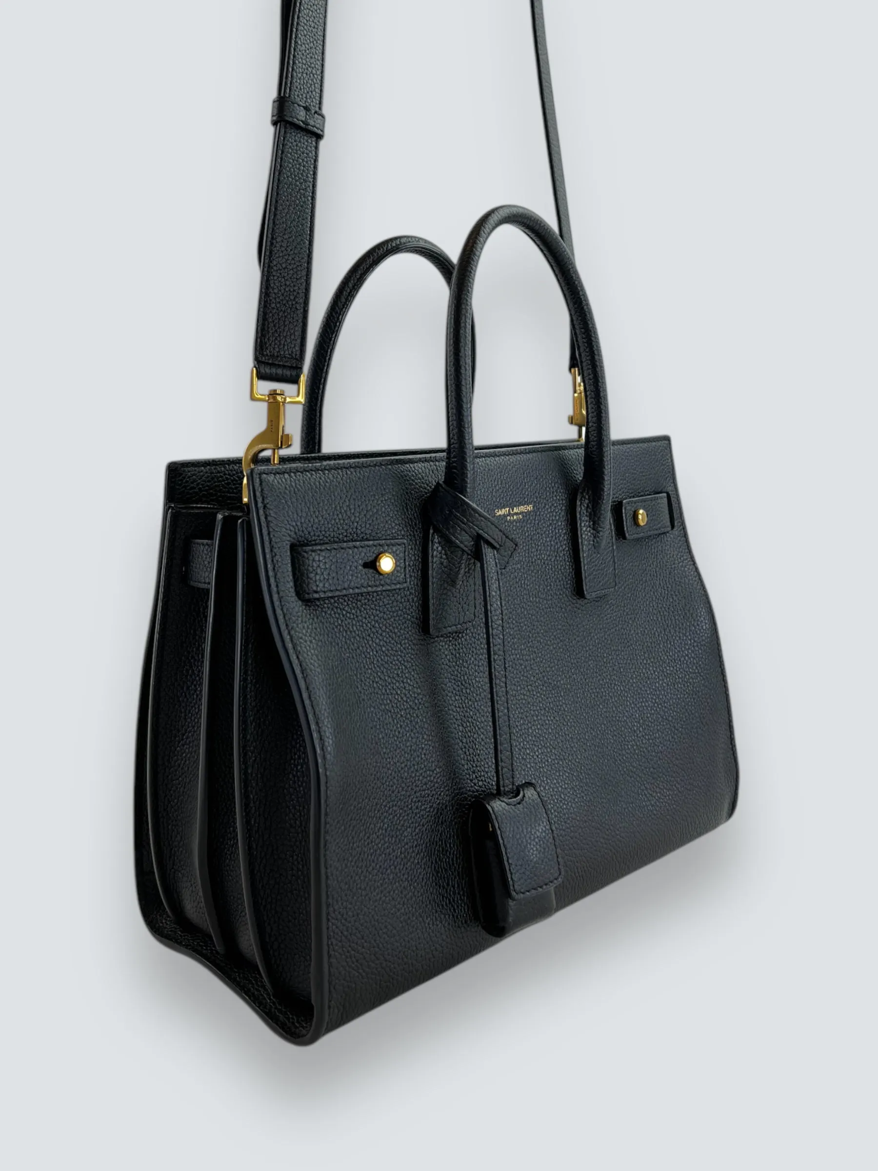 Saint Laurent Black Supple Grained Leather Baby Sac Du Jour Tote