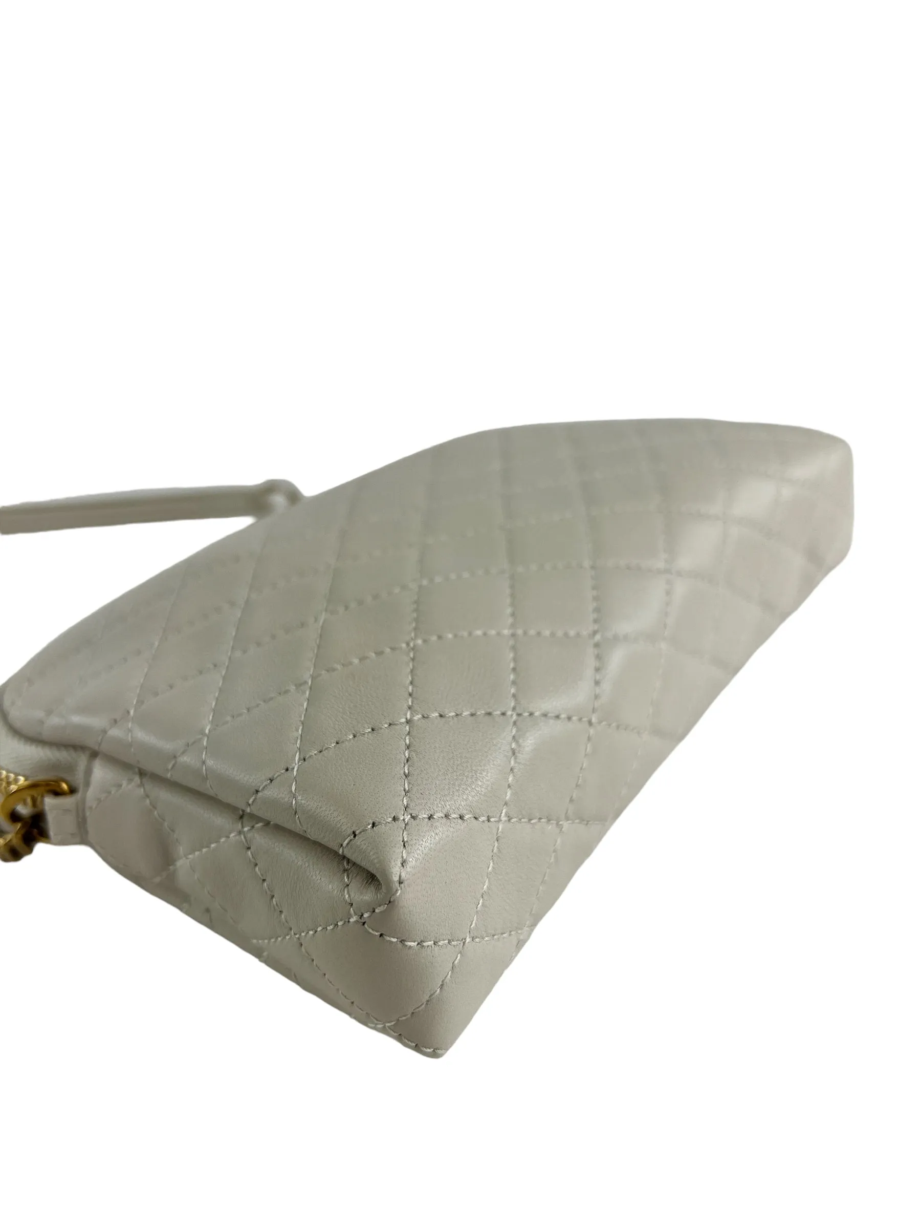 Saint Laurent Cream Quilted Leather Chain Gaby Crossbody