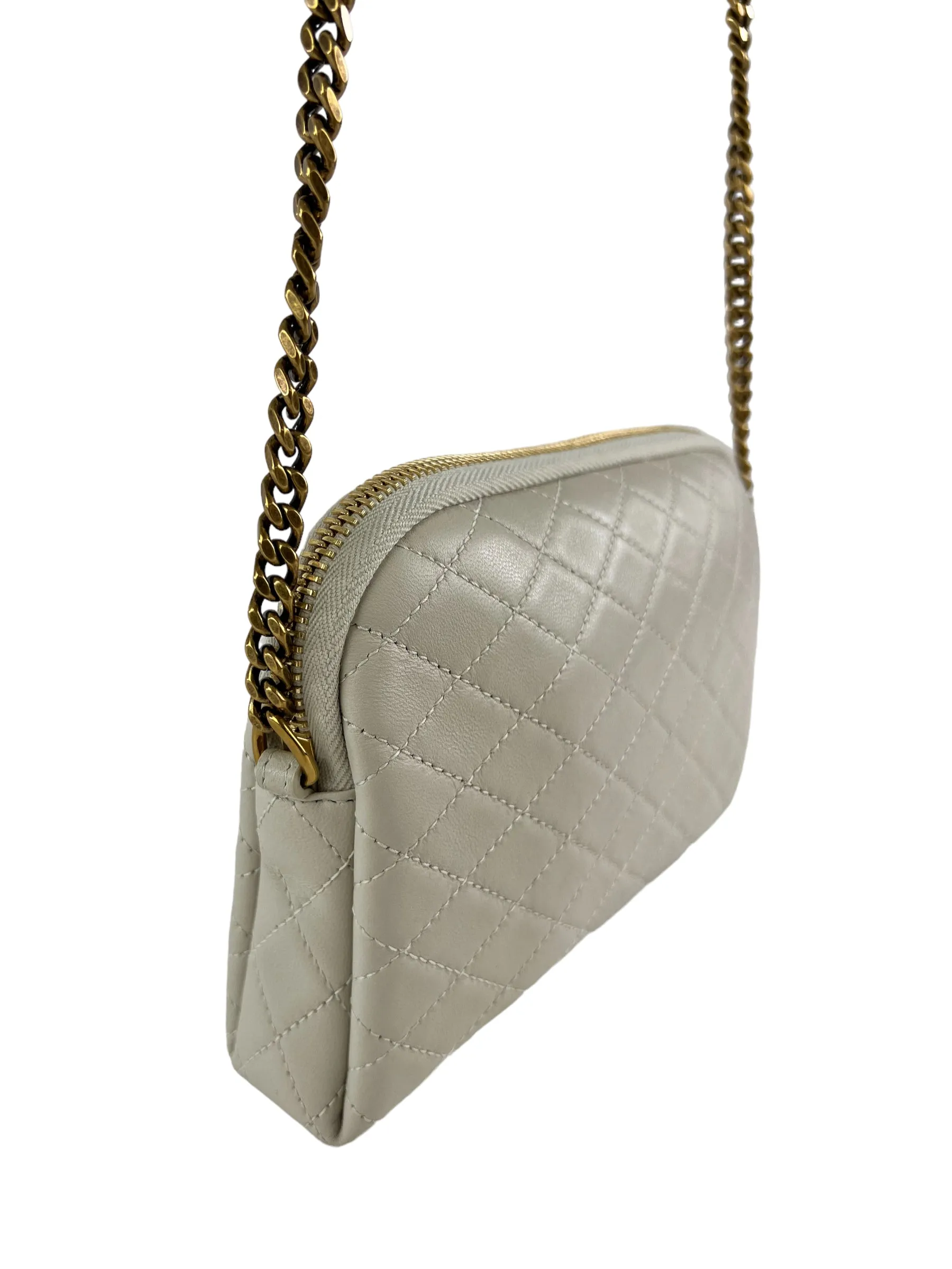 Saint Laurent Cream Quilted Leather Chain Gaby Crossbody