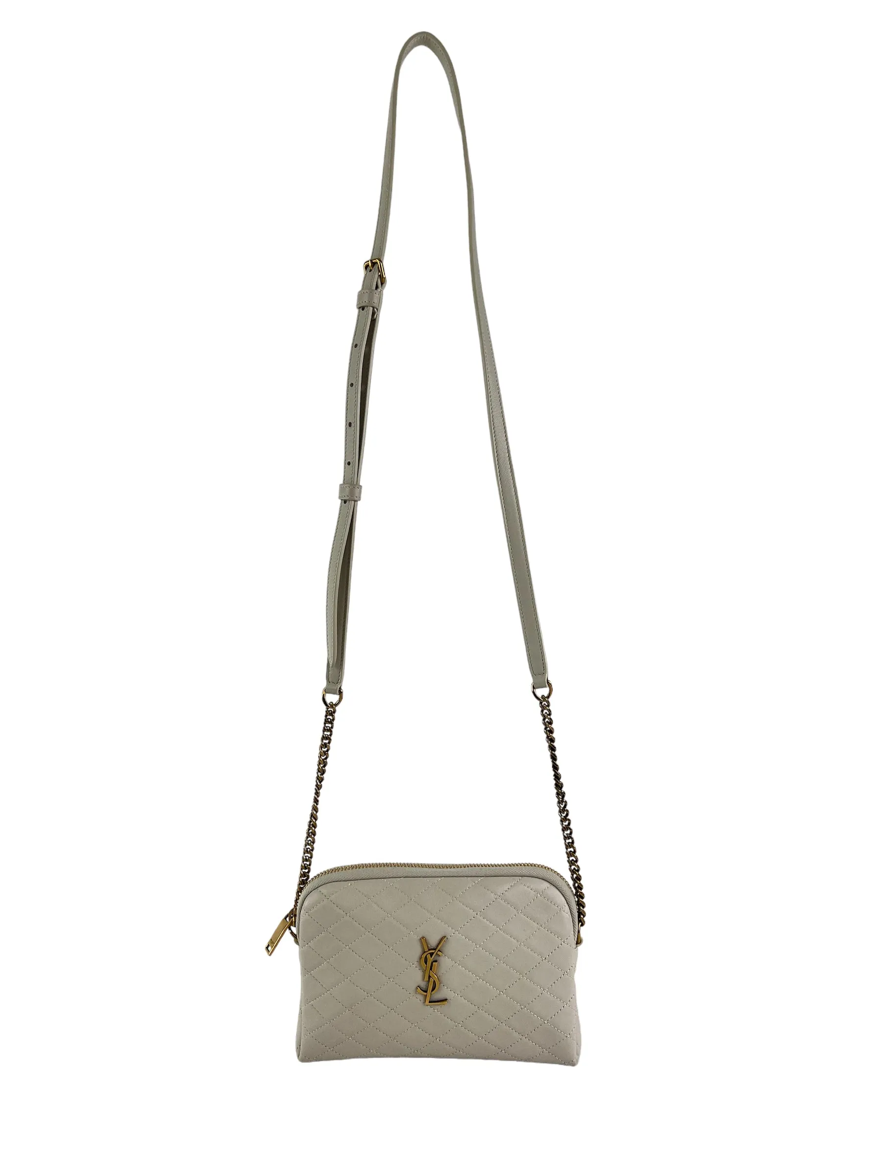 Saint Laurent Cream Quilted Leather Chain Gaby Crossbody