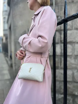 Saint Laurent Cream Quilted Leather Chain Gaby Crossbody