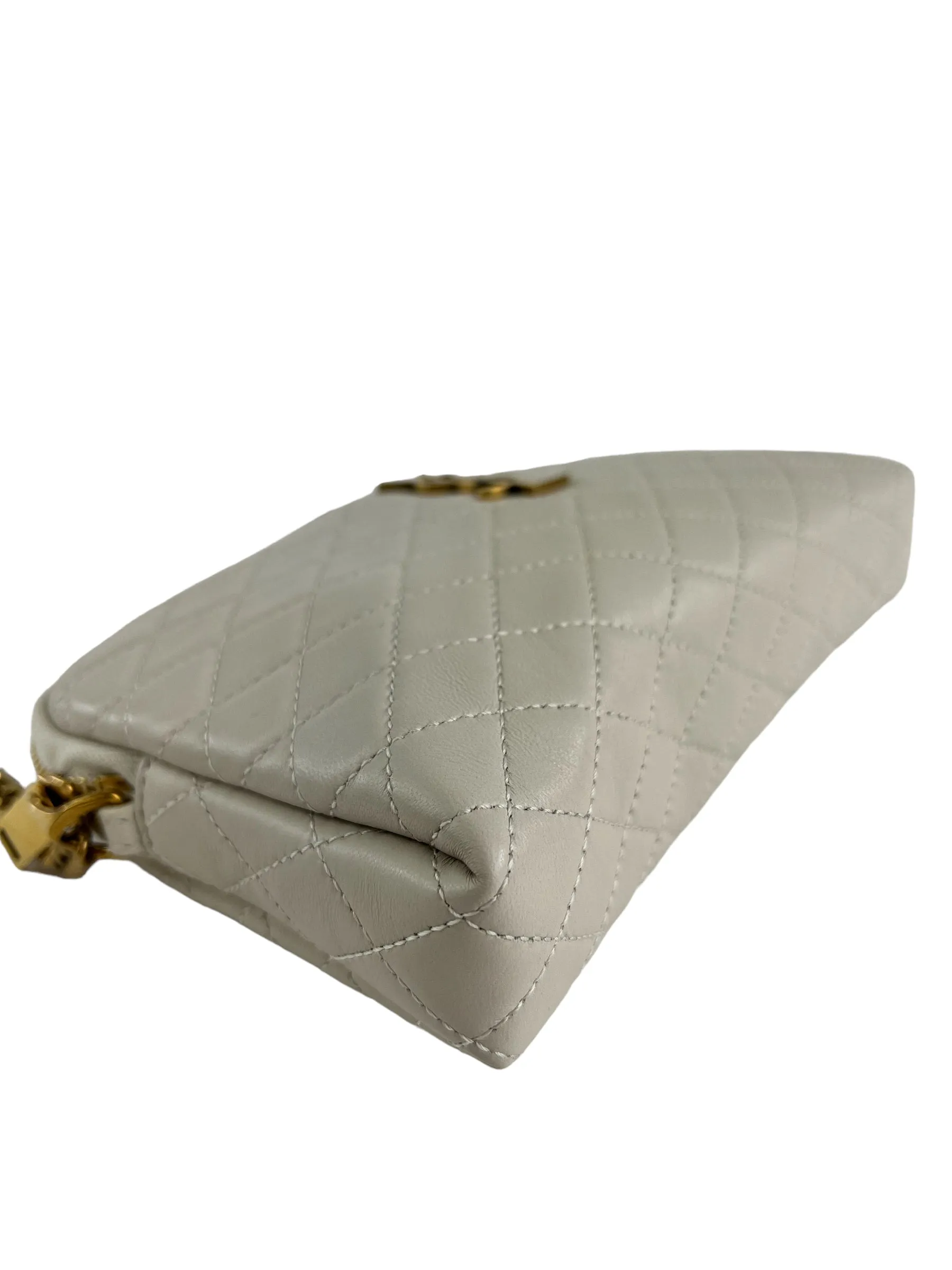 Saint Laurent Cream Quilted Leather Chain Gaby Crossbody