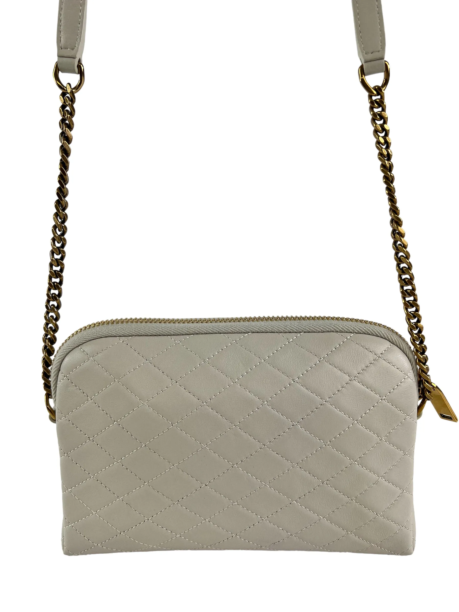 Saint Laurent Cream Quilted Leather Chain Gaby Crossbody