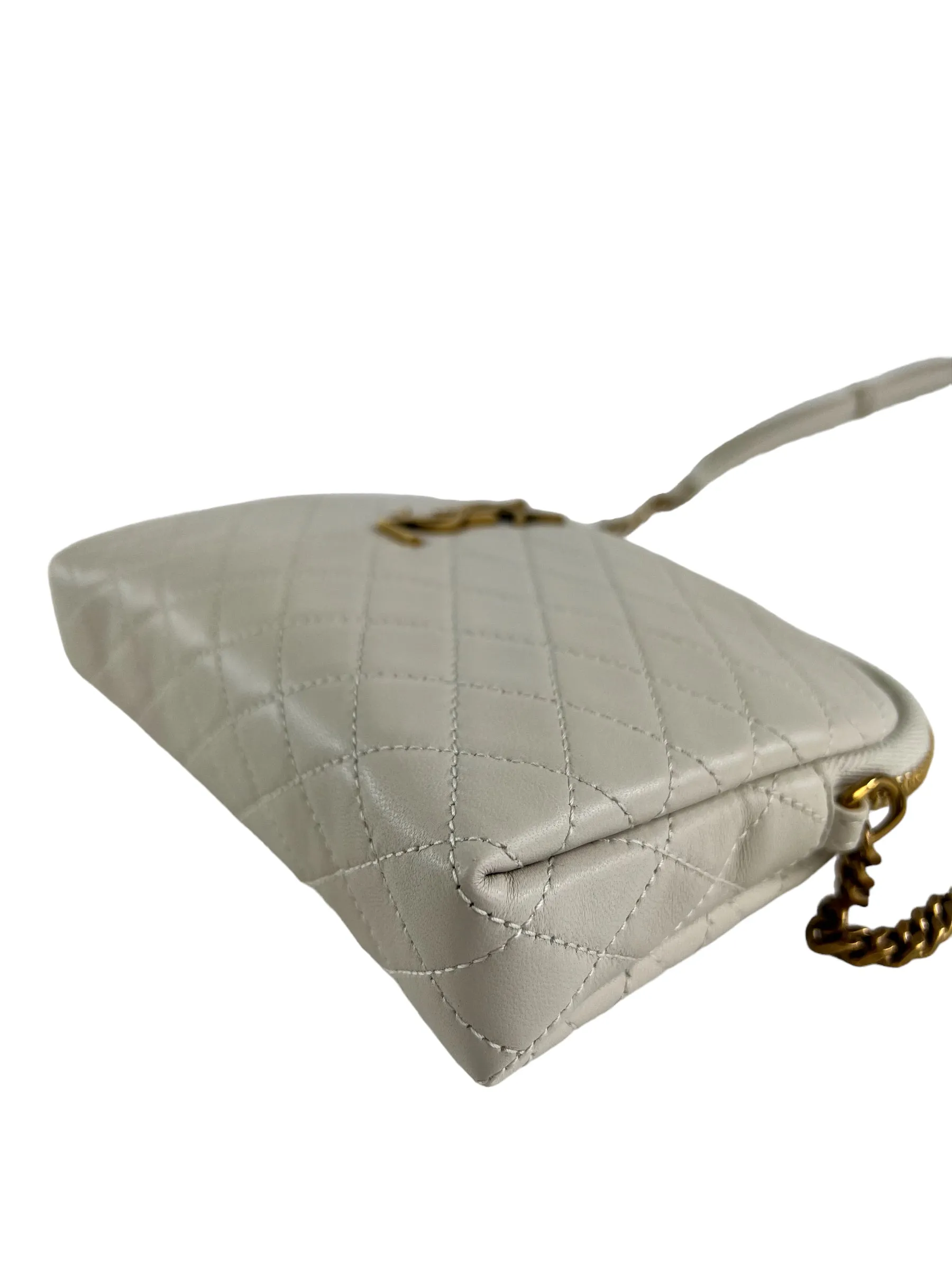 Saint Laurent Cream Quilted Leather Chain Gaby Crossbody