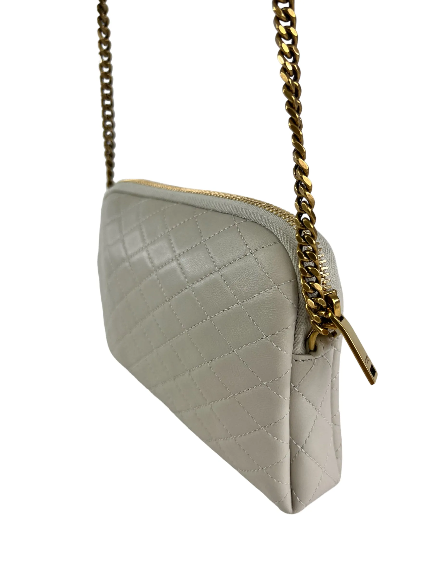 Saint Laurent Cream Quilted Leather Chain Gaby Crossbody