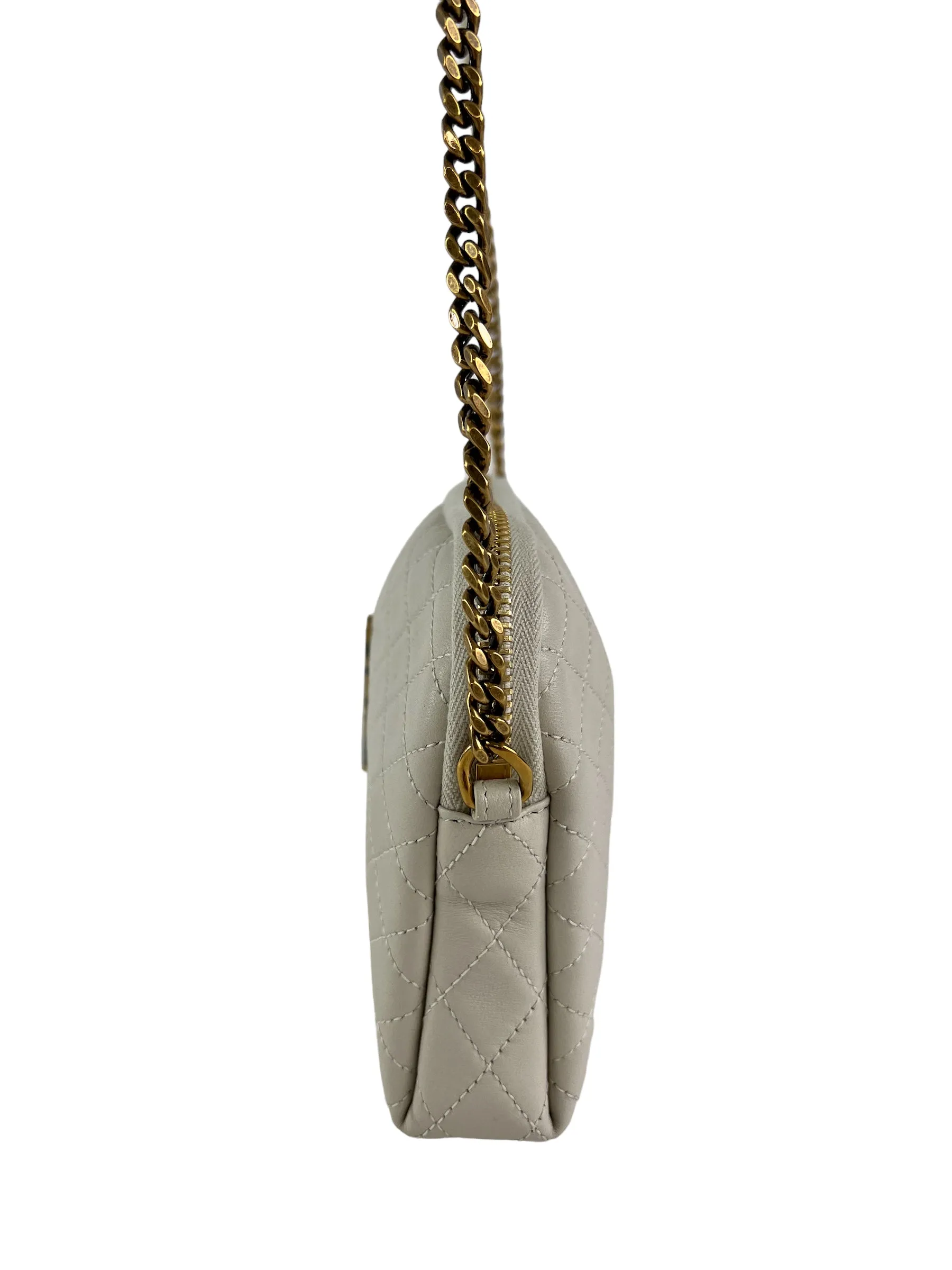Saint Laurent Cream Quilted Leather Chain Gaby Crossbody