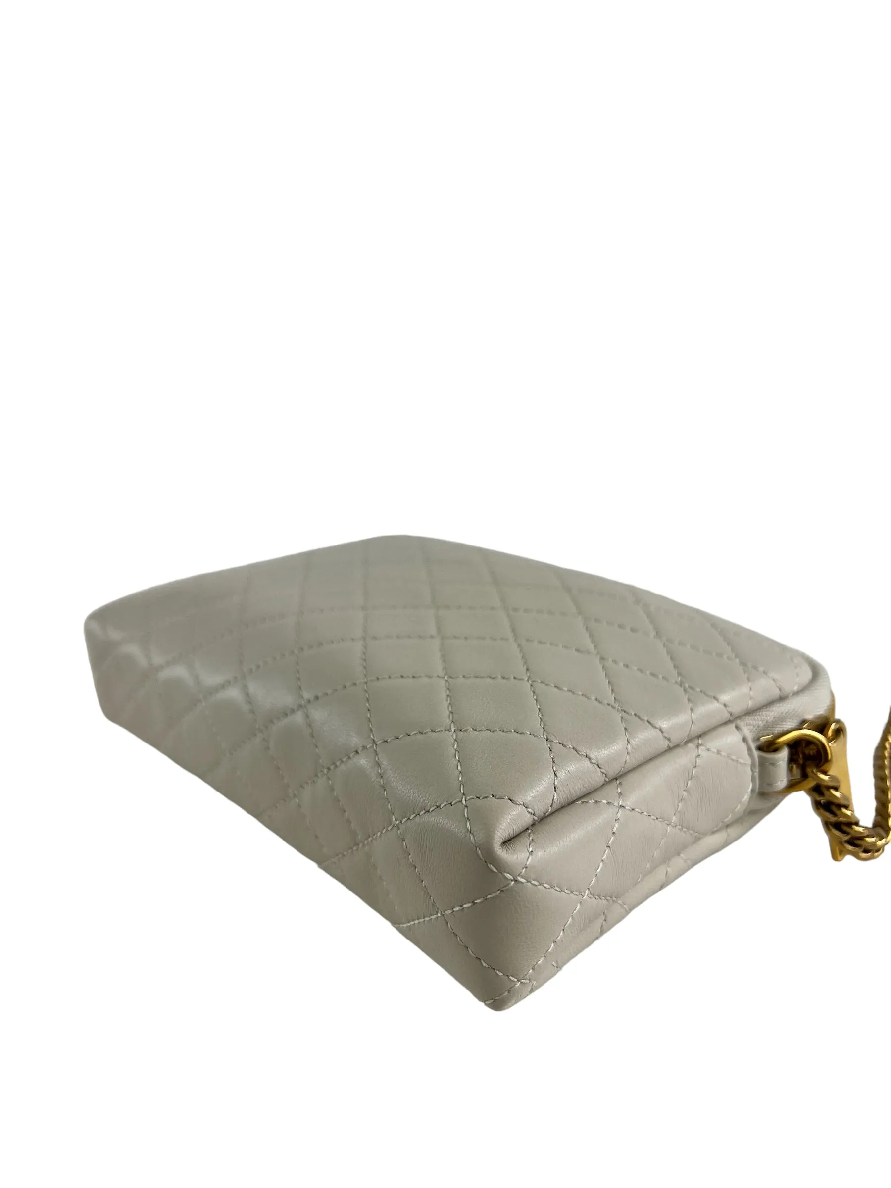 Saint Laurent Cream Quilted Leather Chain Gaby Crossbody