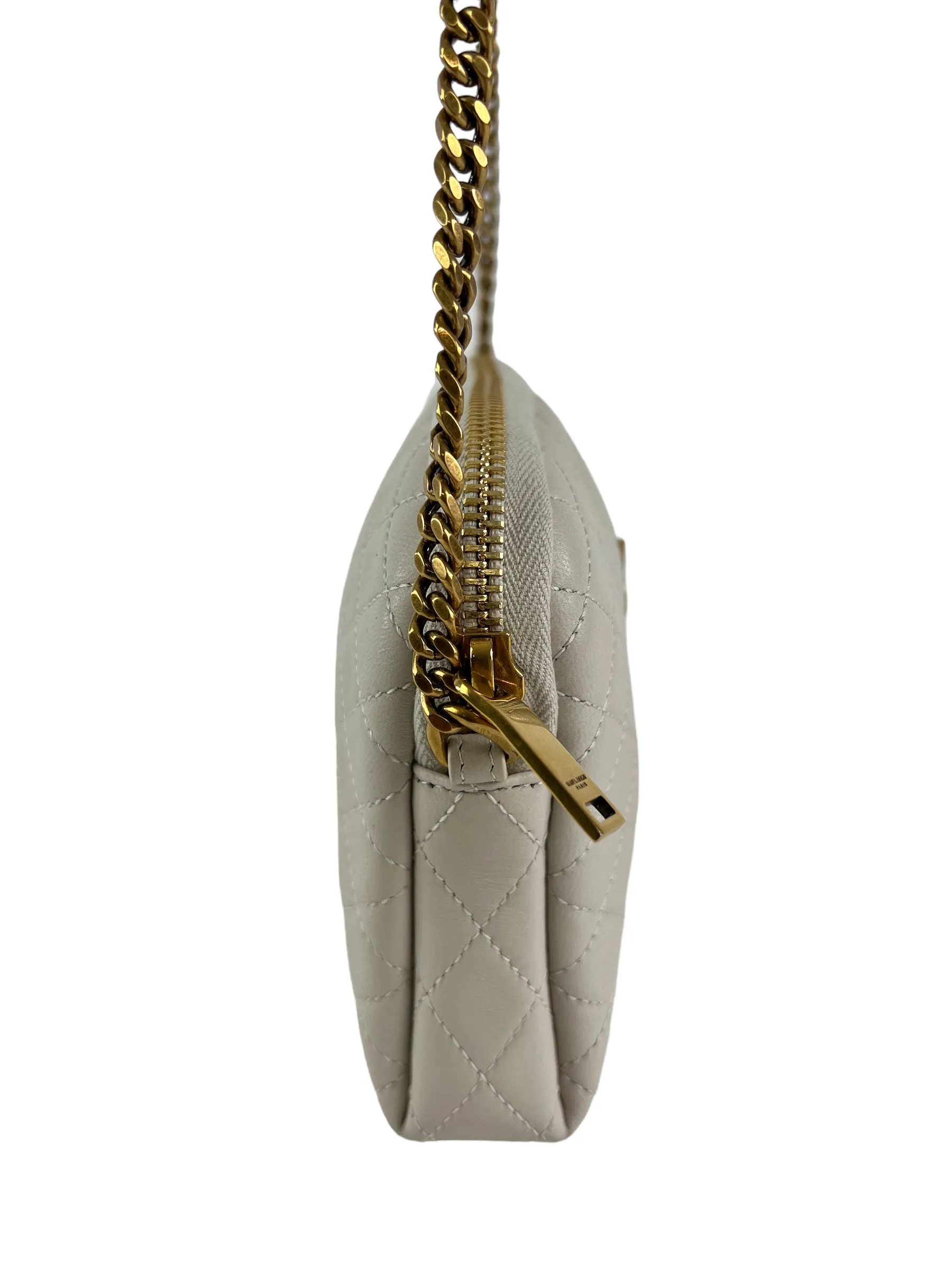 Saint Laurent Cream Quilted Leather Chain Gaby Crossbody