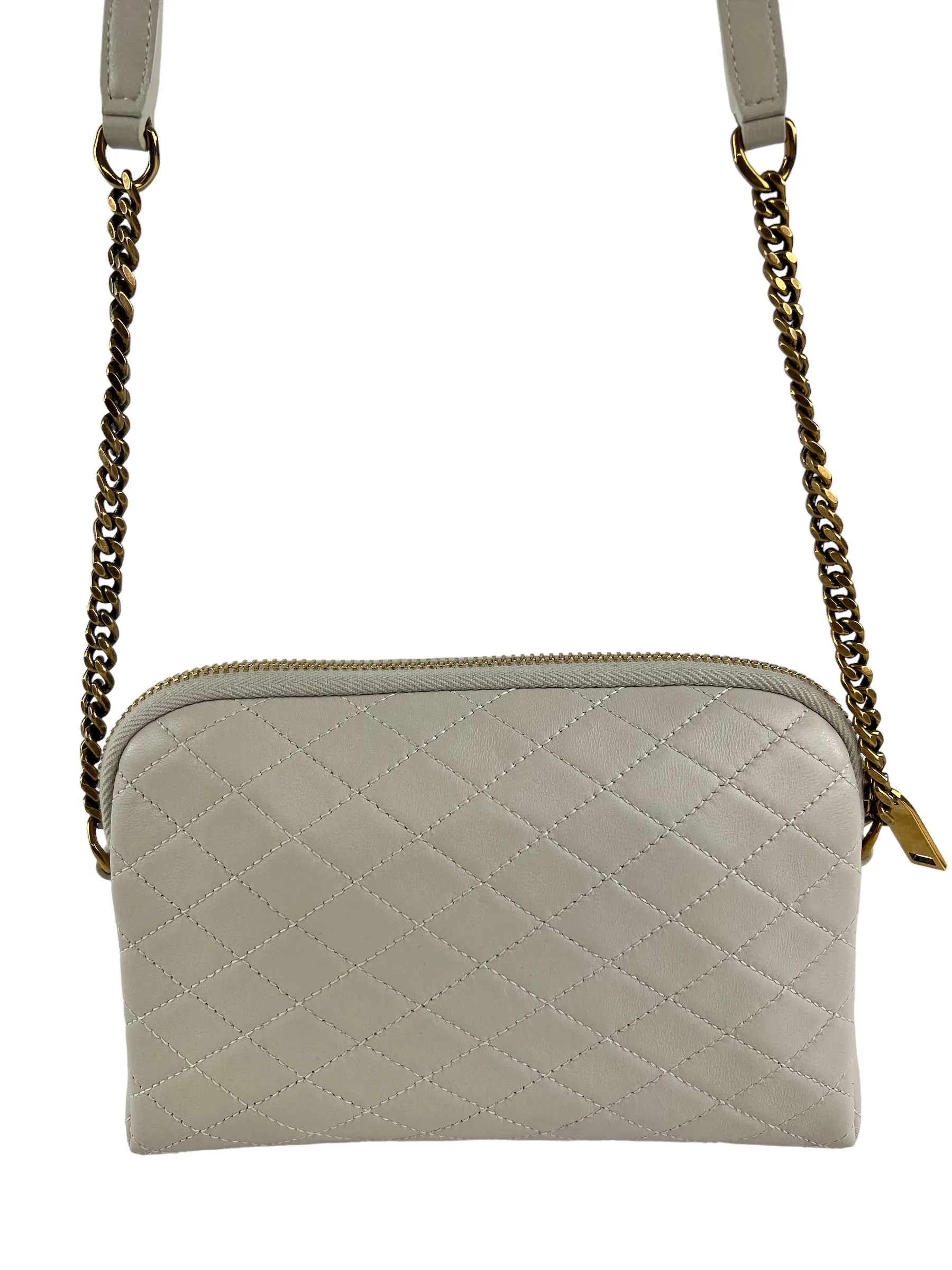 Saint Laurent Cream Quilted Leather Chain Gaby Crossbody